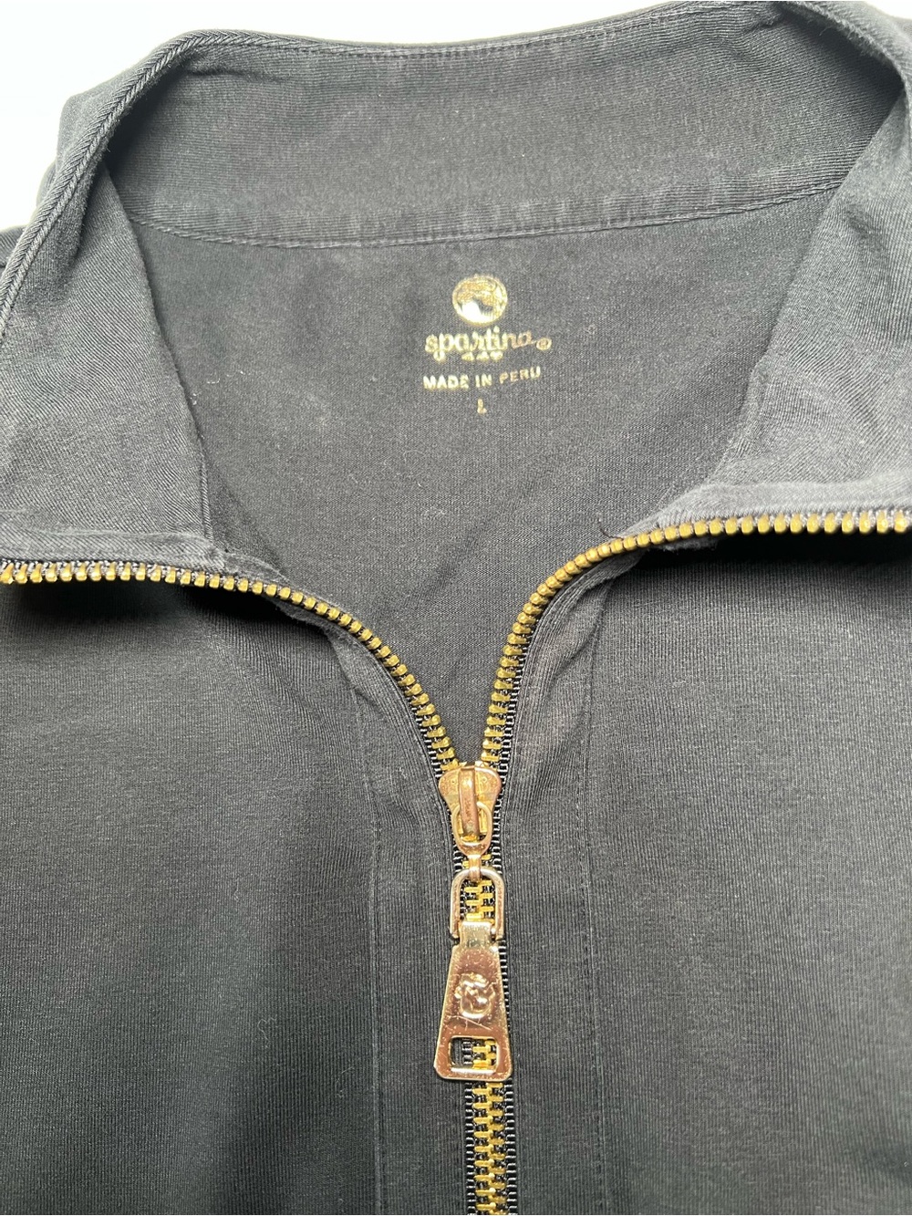 Spartina 449 Nora Black Half‑Zip Long Sleeve Performance Dress with Gold Zip L - Picture 12 of 14